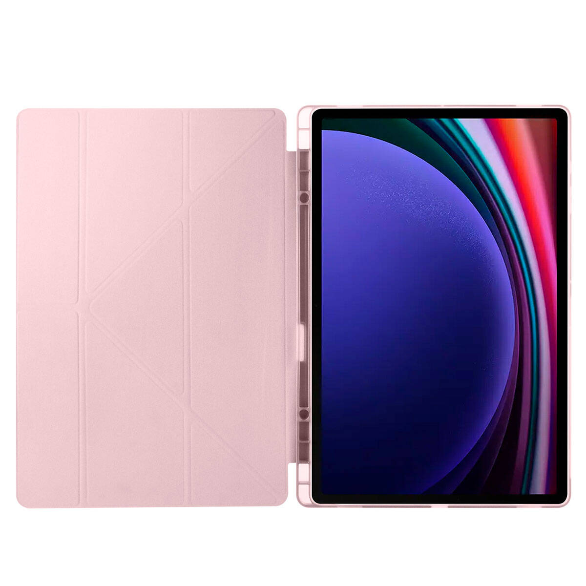Galaxy Tab S10 Ultra Kılıf Zore Tri Folding Kalem Bölmeli Standlı Kılıf Rose Gold