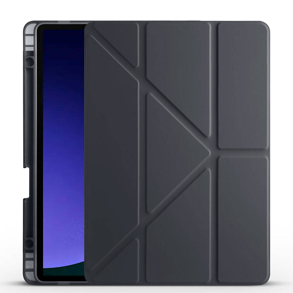 Galaxy Tab S9 FE Kılıf Zore Tri Folding Kalem Bölmeli Standlı Kılıf Lila