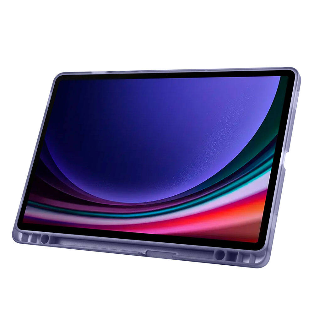 Galaxy Tab S9 FE Kılıf Zore Tri Folding Kalem Bölmeli Standlı Kılıf Lila