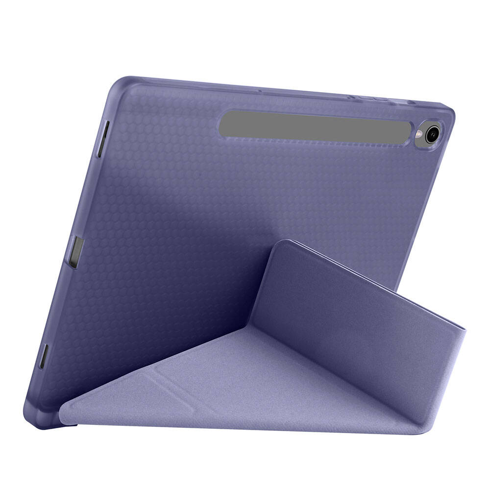 Galaxy Tab S9 FE Kılıf Zore Tri Folding Kalem Bölmeli Standlı Kılıf Lila