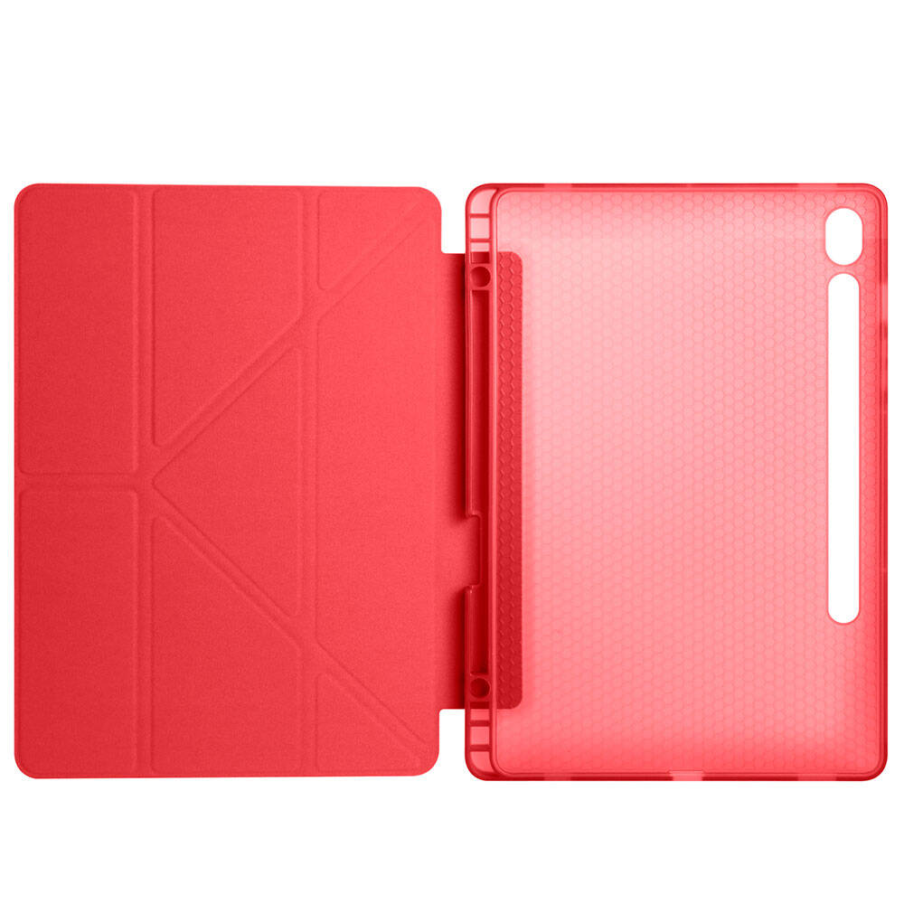 Galaxy Tab S9 FE Kılıf Zore Tri Folding Kalem Bölmeli Standlı Kılıf Lila