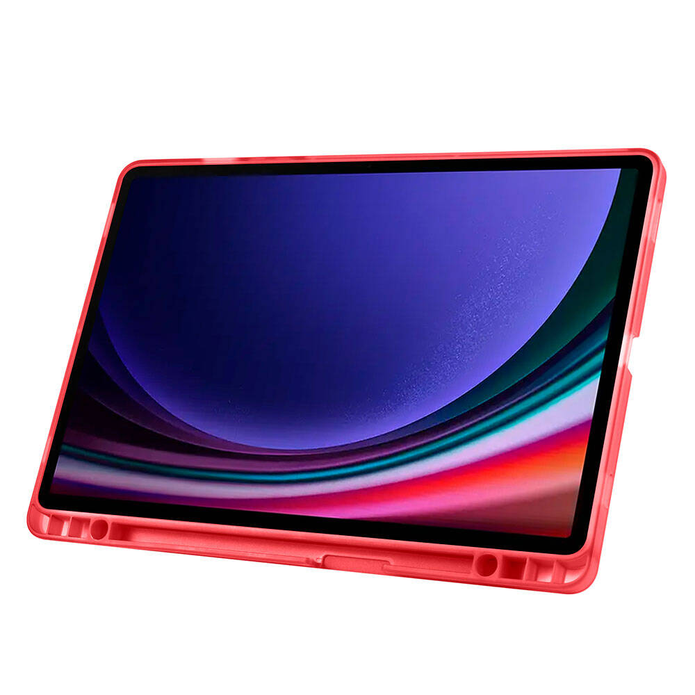 Galaxy Tab S9 FE Kılıf Zore Tri Folding Kalem Bölmeli Standlı Kılıf Lila