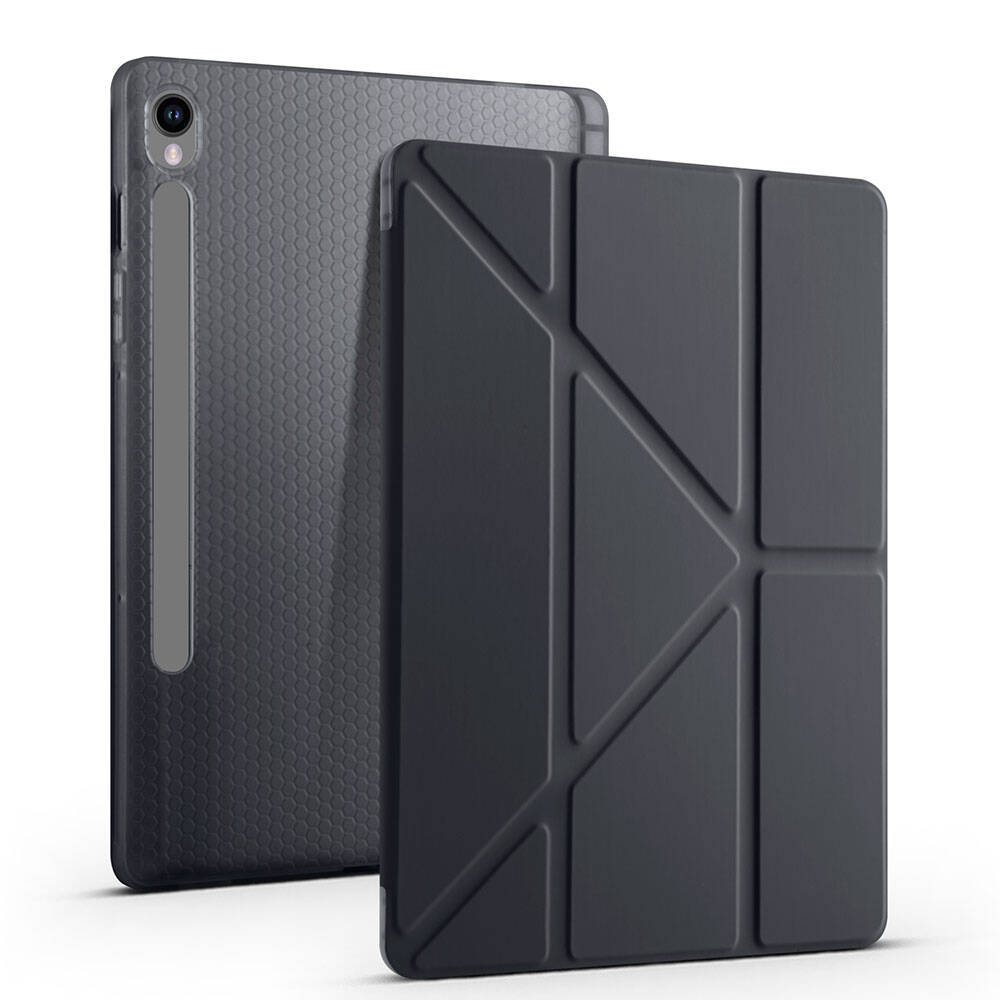 Galaxy Tab S9 FE Kılıf Zore Tri Folding Kalem Bölmeli Standlı Kılıf Lila