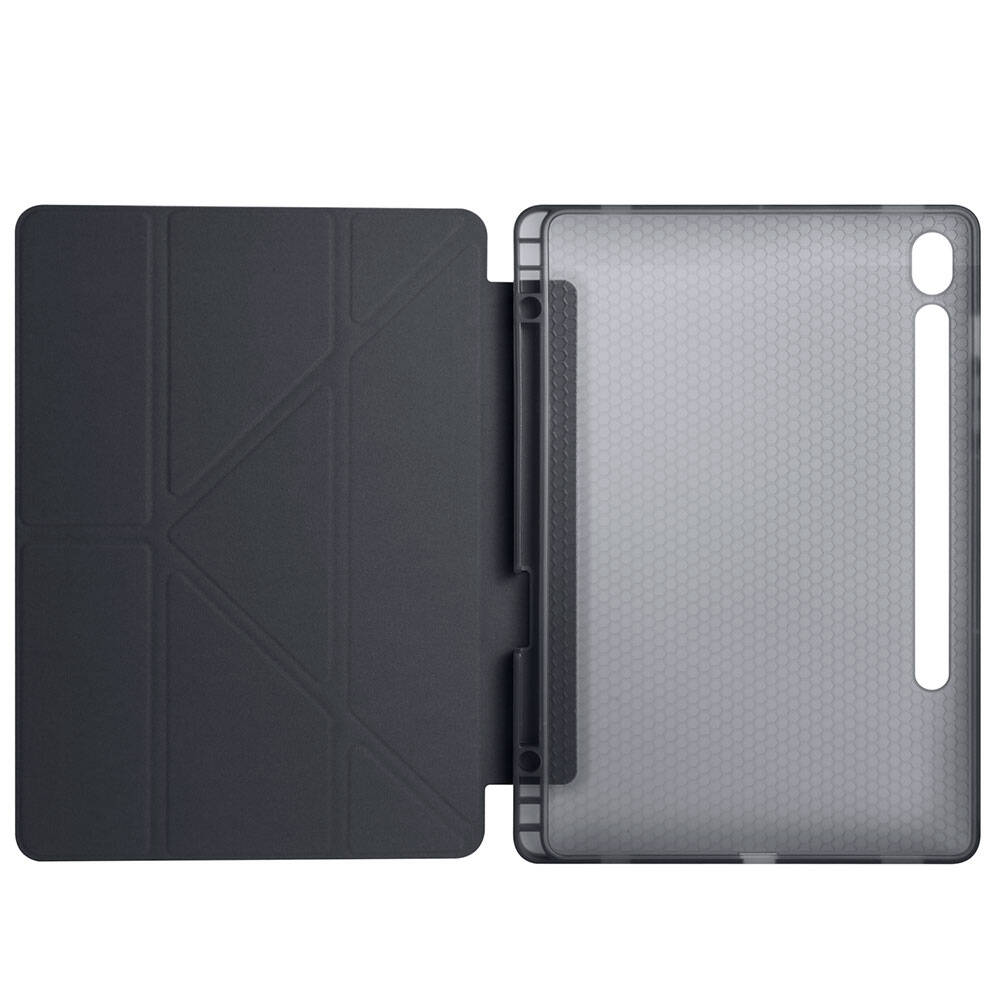 Galaxy Tab S9 FE Kılıf Zore Tri Folding Kalem Bölmeli Standlı Kılıf Lila