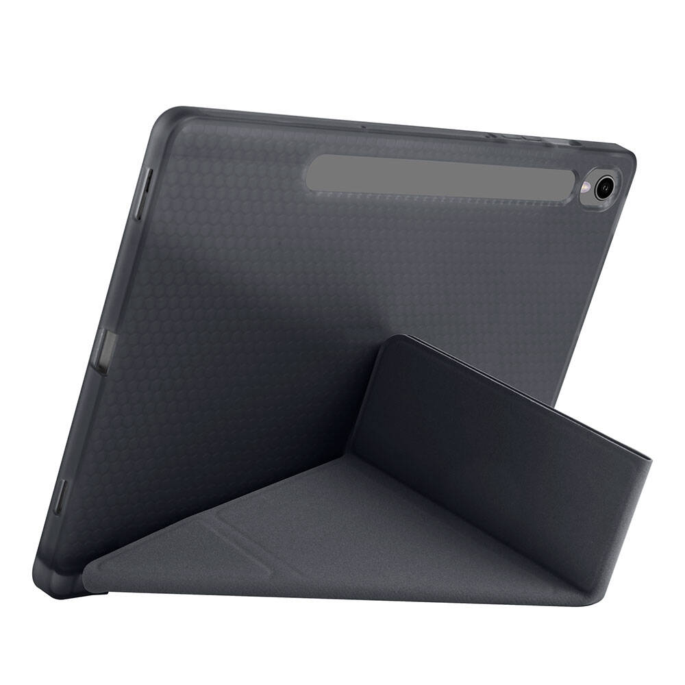 Galaxy Tab S9 FE Kılıf Zore Tri Folding Kalem Bölmeli Standlı Kılıf Lila