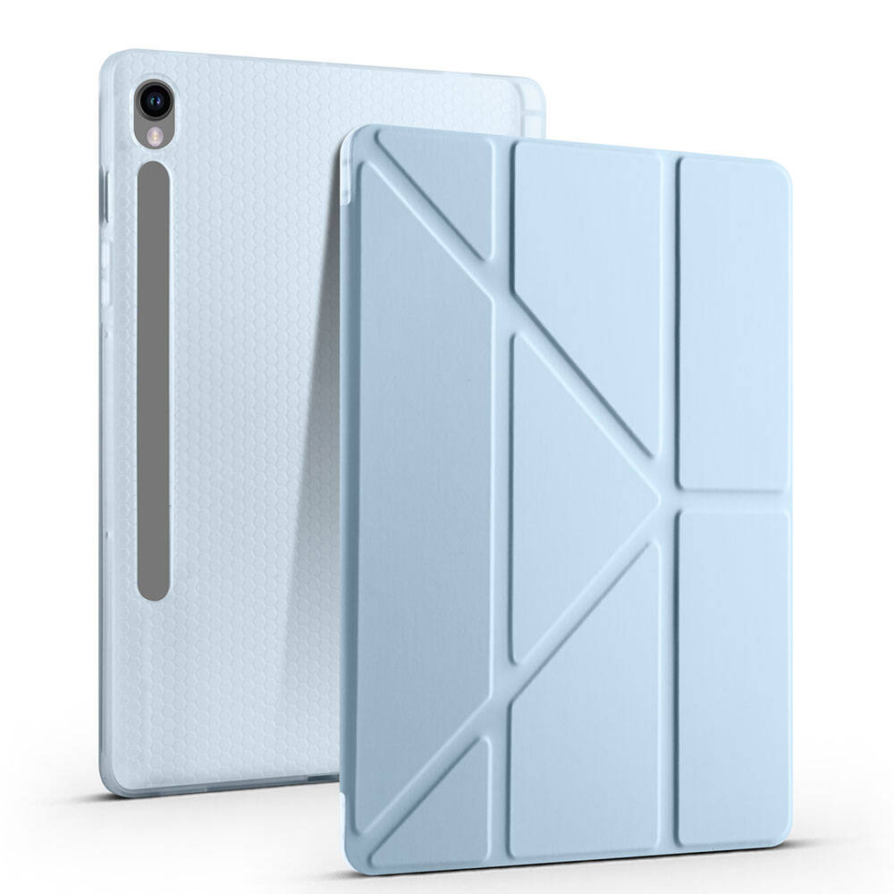 Galaxy Tab S9 FE Kılıf Zore Tri Folding Kalem Bölmeli Standlı Kılıf Lila