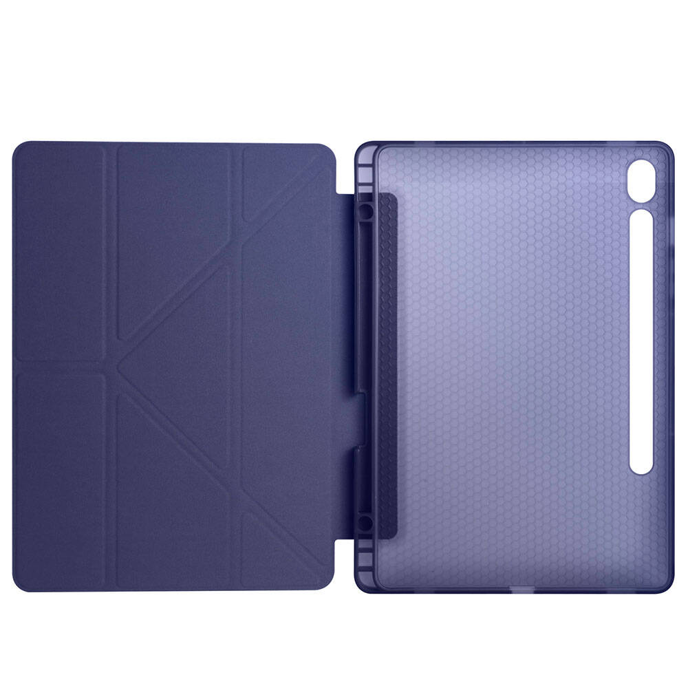 Galaxy Tab S9 FE Kılıf Zore Tri Folding Kalem Bölmeli Standlı Kılıf Lila