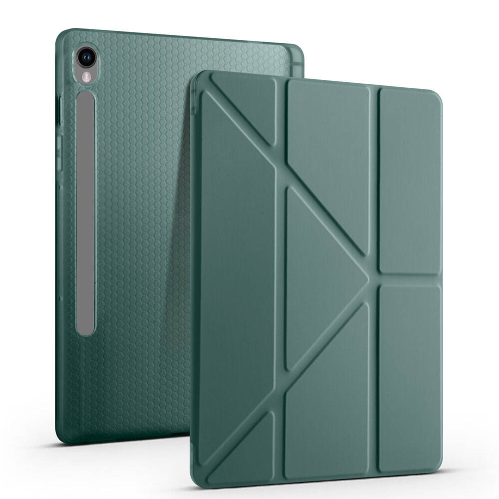 Galaxy Tab S9 FE Kılıf Zore Tri Folding Kalem Bölmeli Standlı Kılıf Lila