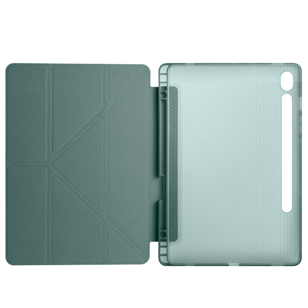 Galaxy Tab S9 FE Kılıf Zore Tri Folding Kalem Bölmeli Standlı Kılıf Lila