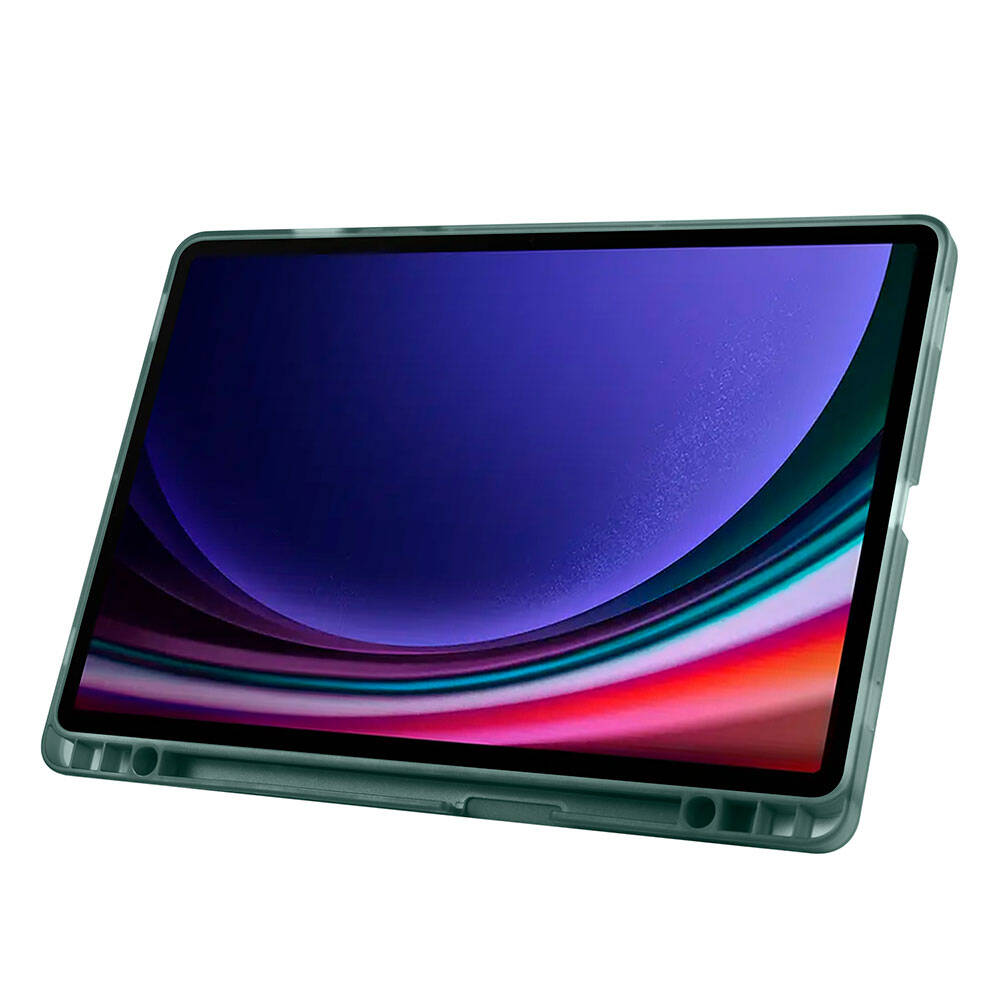 Galaxy Tab S9 FE Kılıf Zore Tri Folding Kalem Bölmeli Standlı Kılıf Siyah