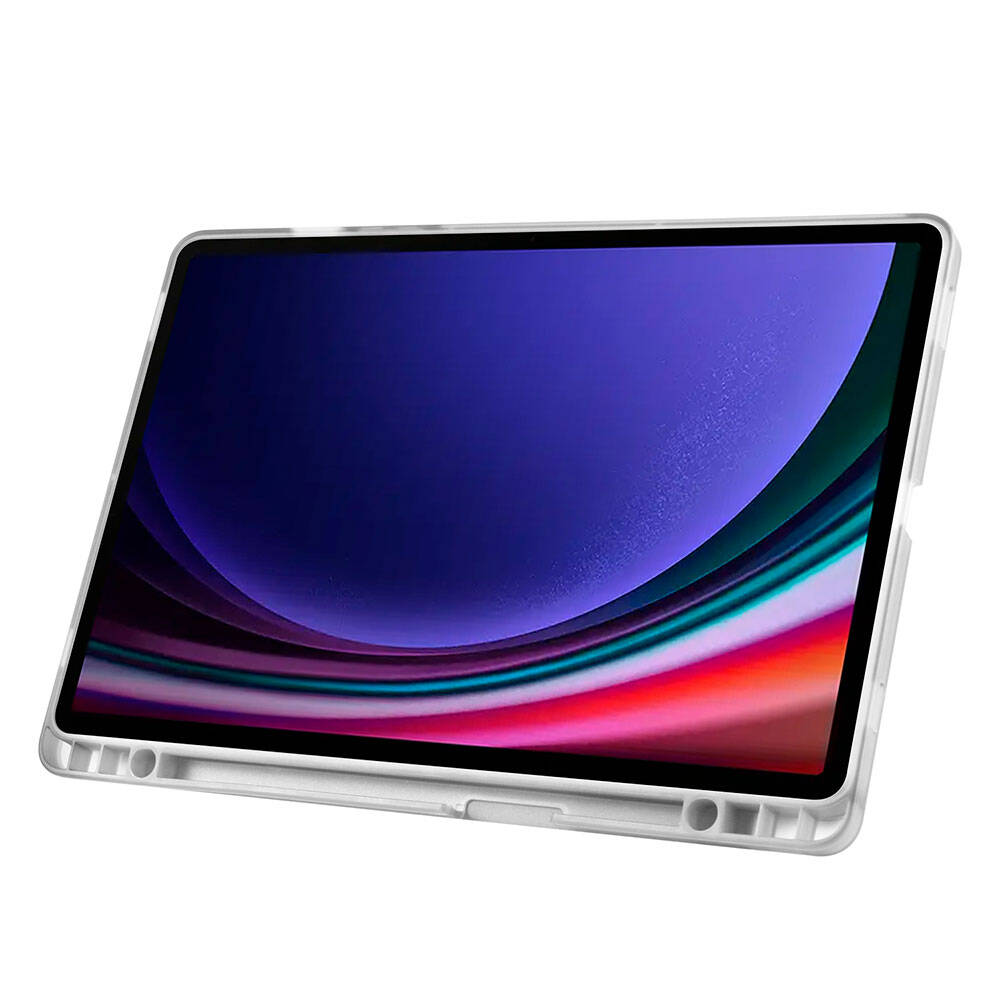 Galaxy Tab S9 FE Kılıf Zore Tri Folding Kalem Bölmeli Standlı Kılıf Lila