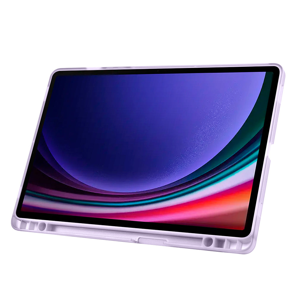 Galaxy Tab S9 FE Kılıf Zore Tri Folding Kalem Bölmeli Standlı Kılıf Lila