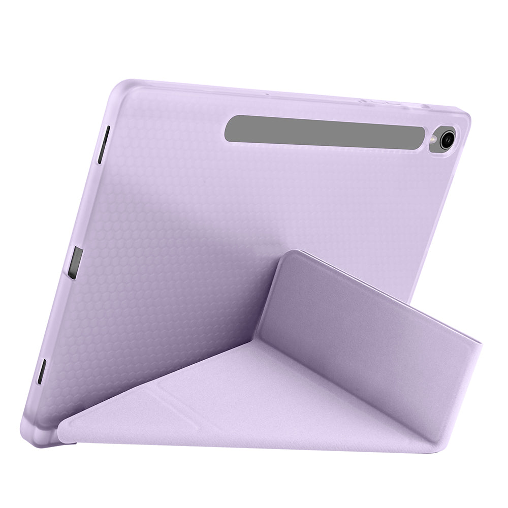 Galaxy Tab S9 FE Kılıf Zore Tri Folding Kalem Bölmeli Standlı Kılıf Lila