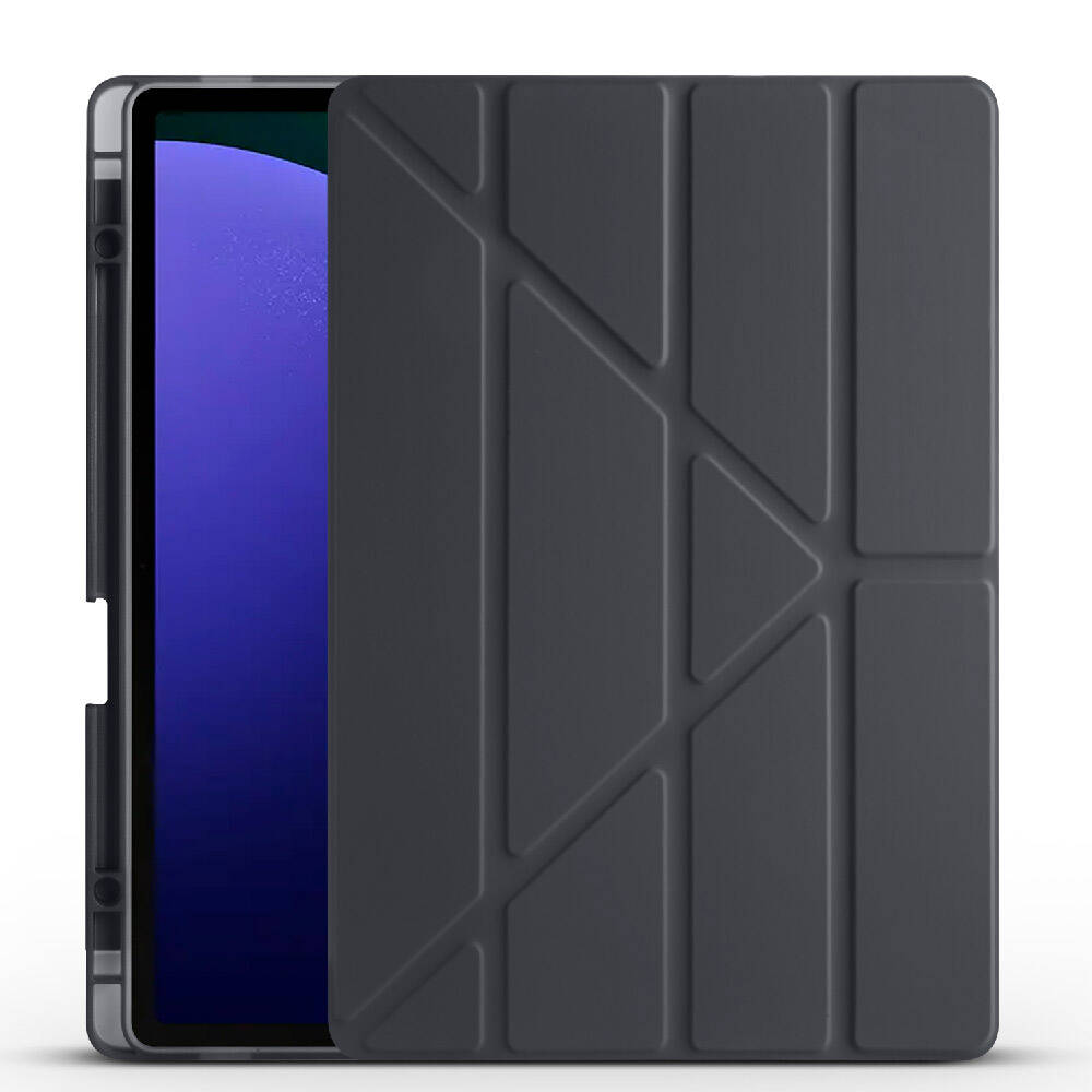 Galaxy Tab S9 FE Plus Kılıf Zore Tri Folding Kalem Bölmeli Standlı Kılıf Lila