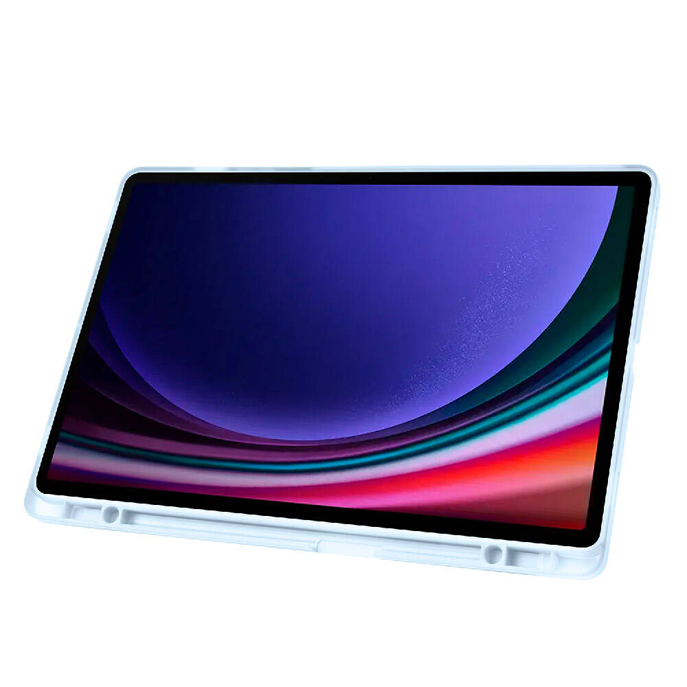 Galaxy Tab S9 FE Plus Kılıf Zore Tri Folding Kalem Bölmeli Standlı Kılıf Lila