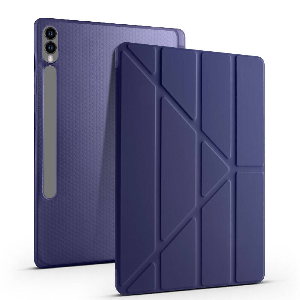 Galaxy Tab S9 FE Plus Kılıf Zore Tri Folding Kalem Bölmeli Standlı Kılıf Lila