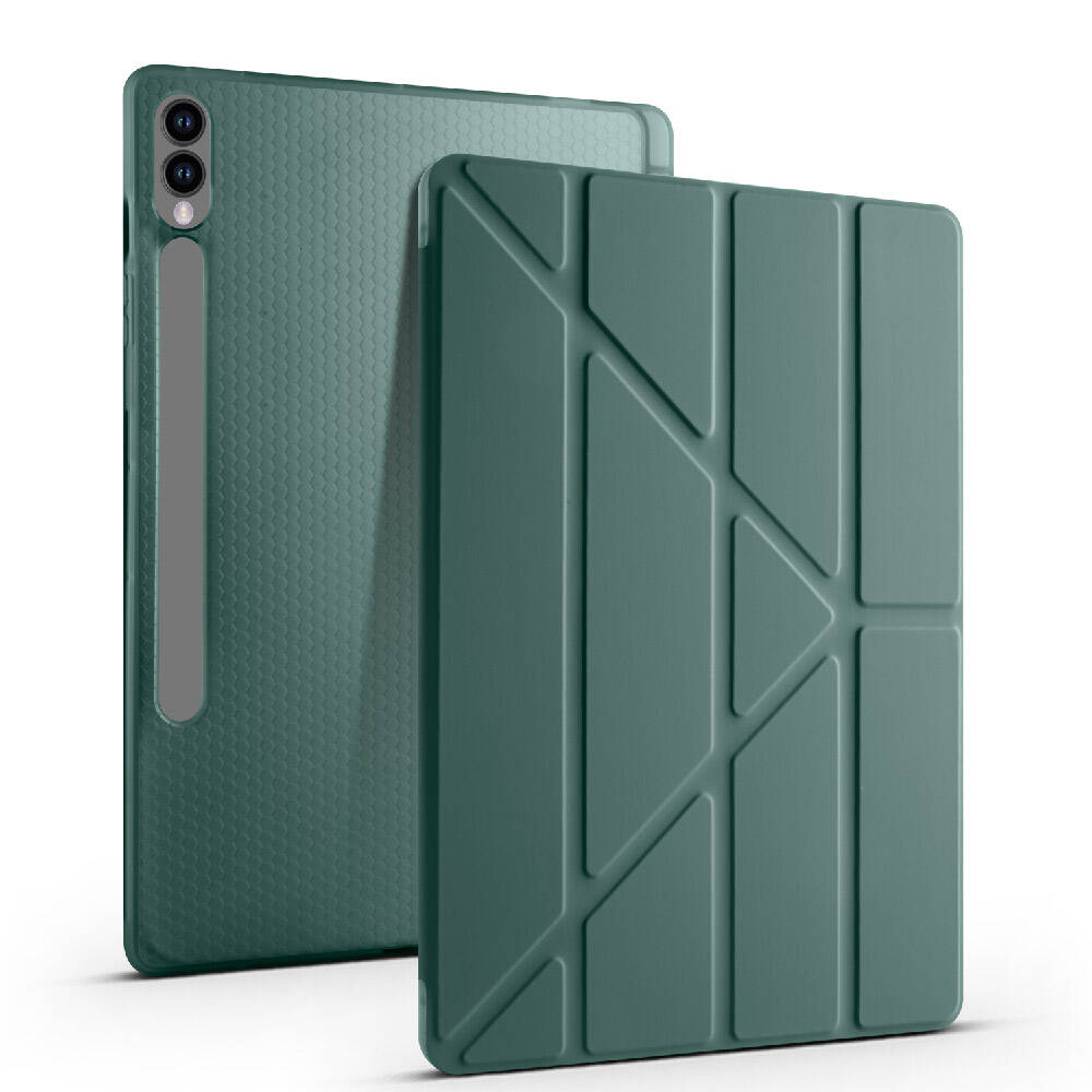 Galaxy Tab S9 FE Plus Kılıf Zore Tri Folding Kalem Bölmeli Standlı Kılıf Lila
