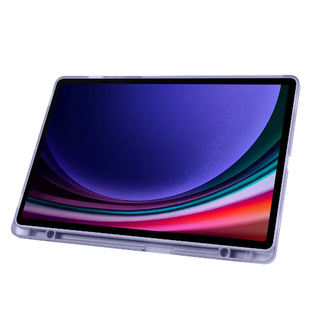 Galaxy Tab S9 FE Plus Kılıf Zore Tri Folding Kalem Bölmeli Standlı Kılıf Lila