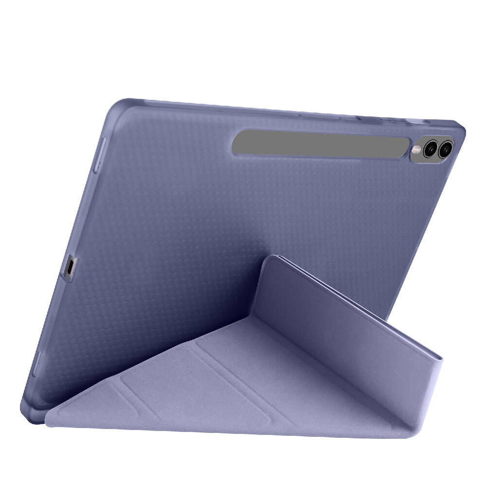 Galaxy Tab S9 FE Plus Kılıf Zore Tri Folding Kalem Bölmeli Standlı Kılıf Lila