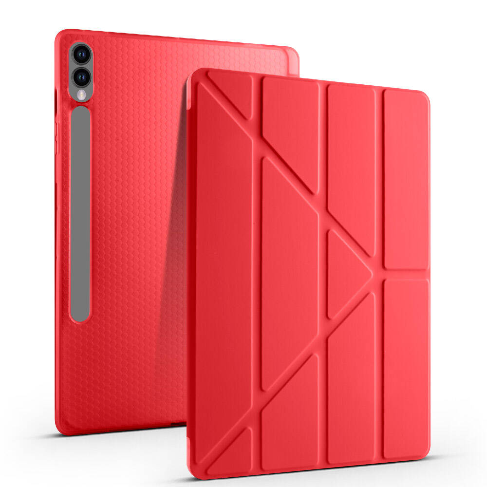 Galaxy Tab S9 FE Plus Kılıf Zore Tri Folding Kalem Bölmeli Standlı Kılıf Koyu Yeşil