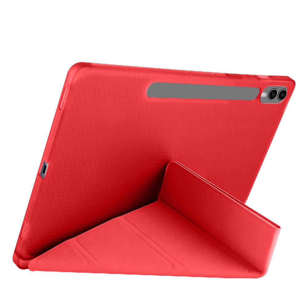 Galaxy Tab S9 FE Plus Kılıf Zore Tri Folding Kalem Bölmeli Standlı Kılıf Lila