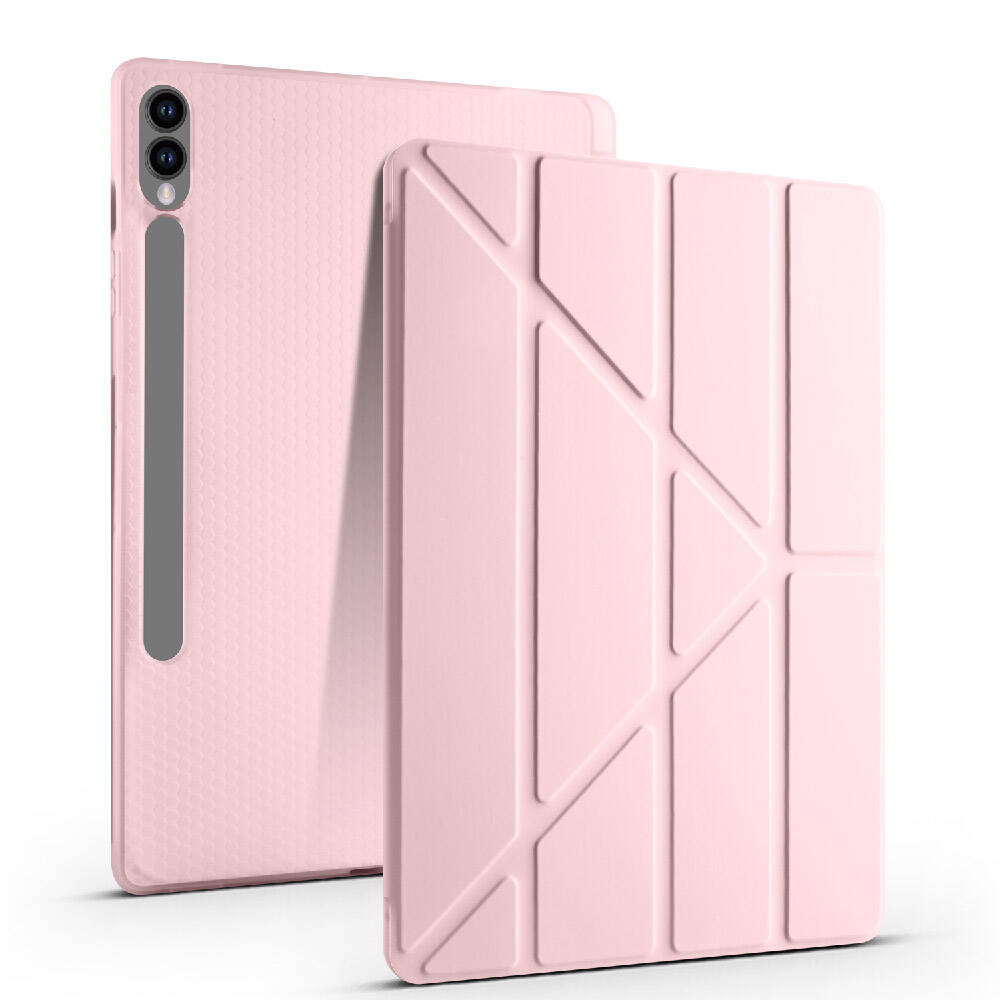 Galaxy Tab S9 FE Plus Kılıf Zore Tri Folding Kalem Bölmeli Standlı Kılıf Lila