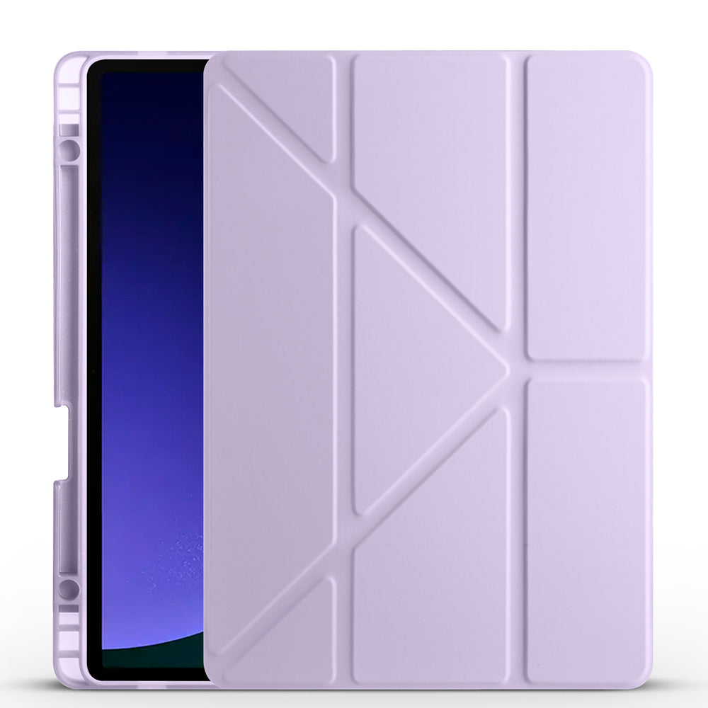 Galaxy Tab S9 FE Plus Kılıf Zore Tri Folding Kalem Bölmeli Standlı Kılıf Lila