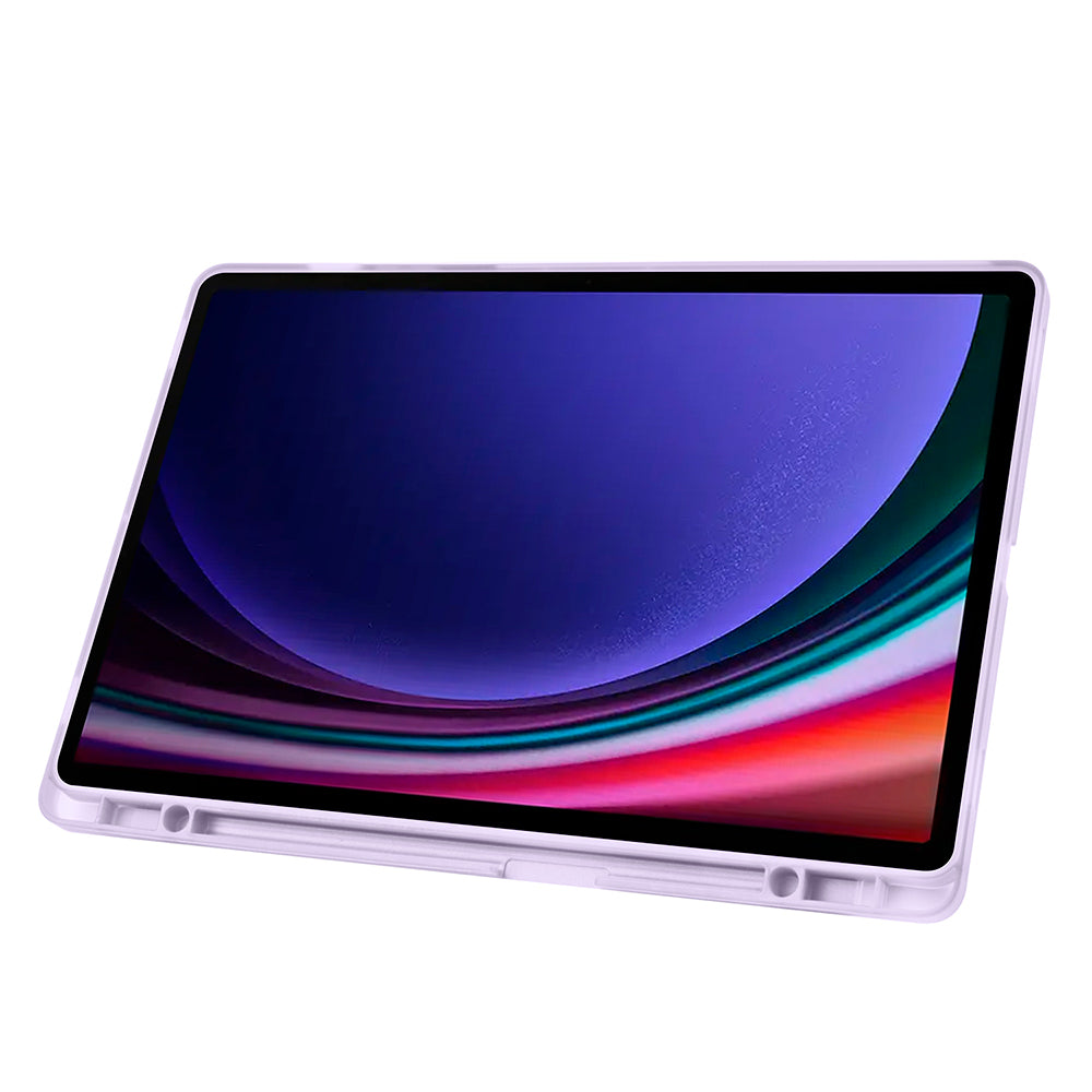 Galaxy Tab S9 FE Plus Kılıf Zore Tri Folding Kalem Bölmeli Standlı Kılıf Lila