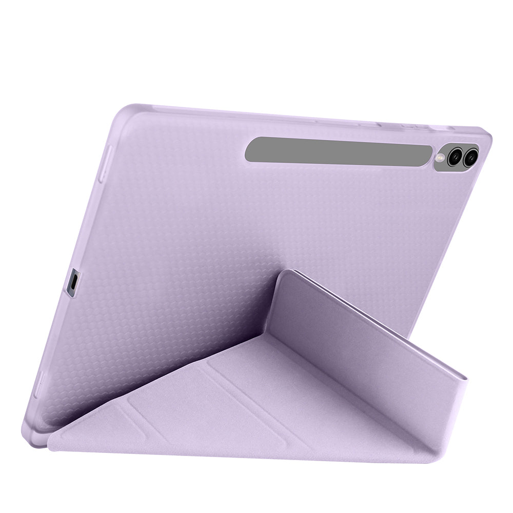 Galaxy Tab S9 FE Plus Kılıf Zore Tri Folding Kalem Bölmeli Standlı Kılıf Siyah