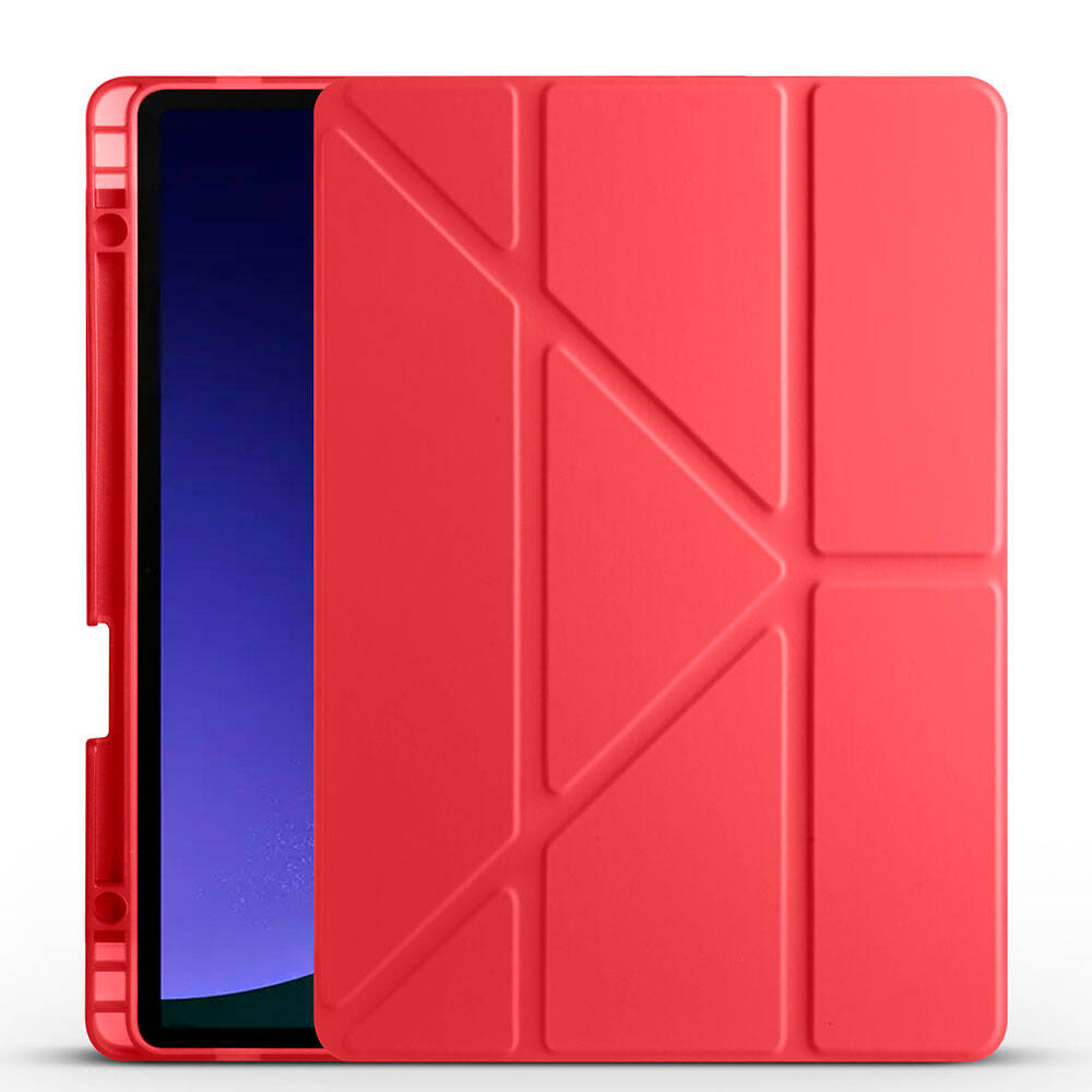 Galaxy Tab S9 Kılıf Zore Tri Folding Kalem Bölmeli Standlı Kılıf Lila