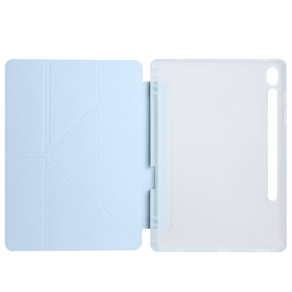 Galaxy Tab S9 Kılıf Zore Tri Folding Kalem Bölmeli Standlı Kılıf Lila