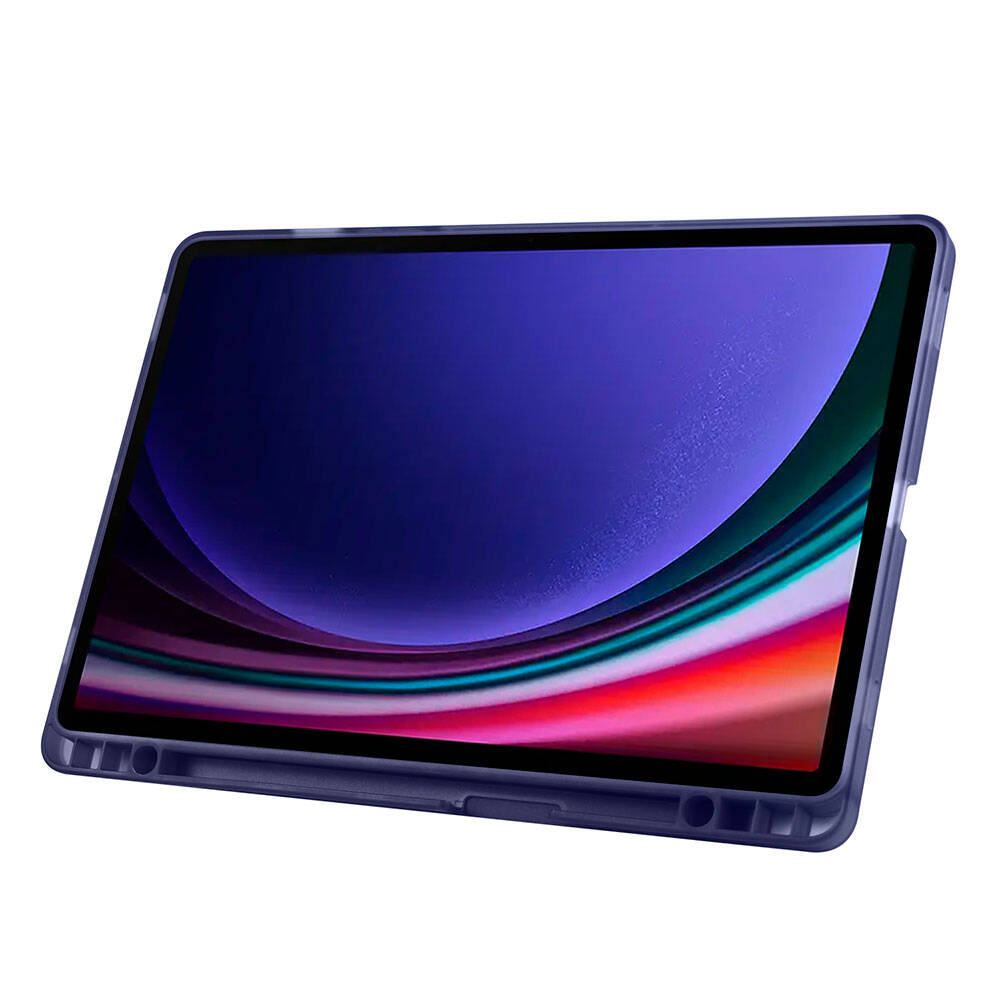 Galaxy Tab S9 Kılıf Zore Tri Folding Kalem Bölmeli Standlı Kılıf Lila