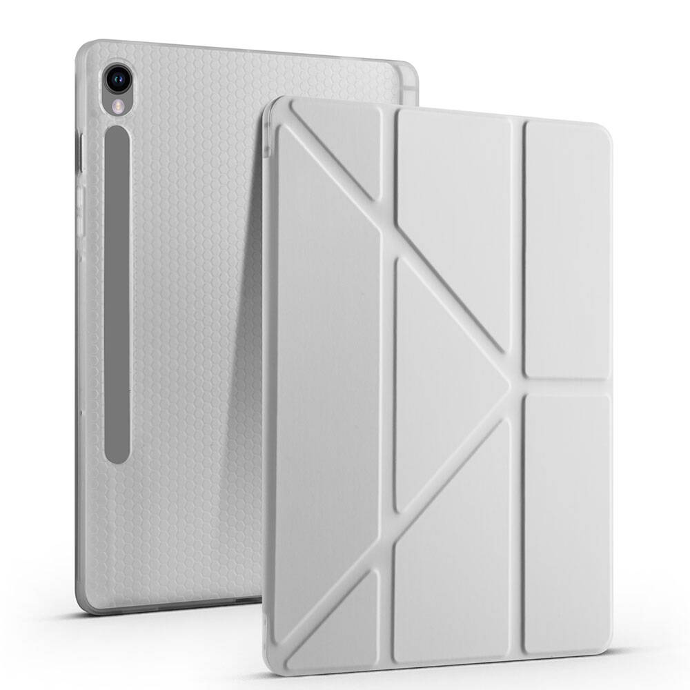 Galaxy Tab S9 Kılıf Zore Tri Folding Kalem Bölmeli Standlı Kılıf Lila