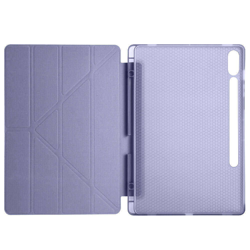 Galaxy Tab S9 Plus Kılıf Zore Tri Folding Kalem Bölmeli Standlı Kılıf Lila