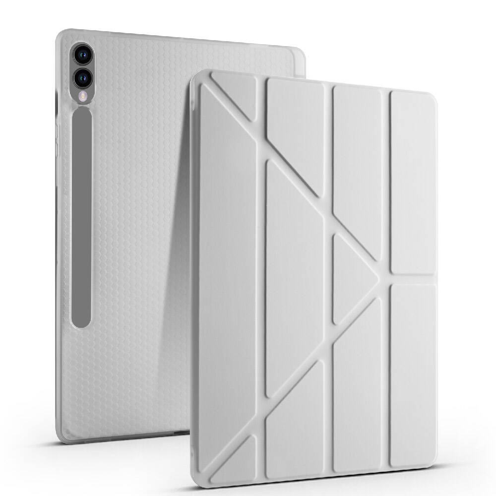 Galaxy Tab S9 Plus Kılıf Zore Tri Folding Kalem Bölmeli Standlı Kılıf Lila