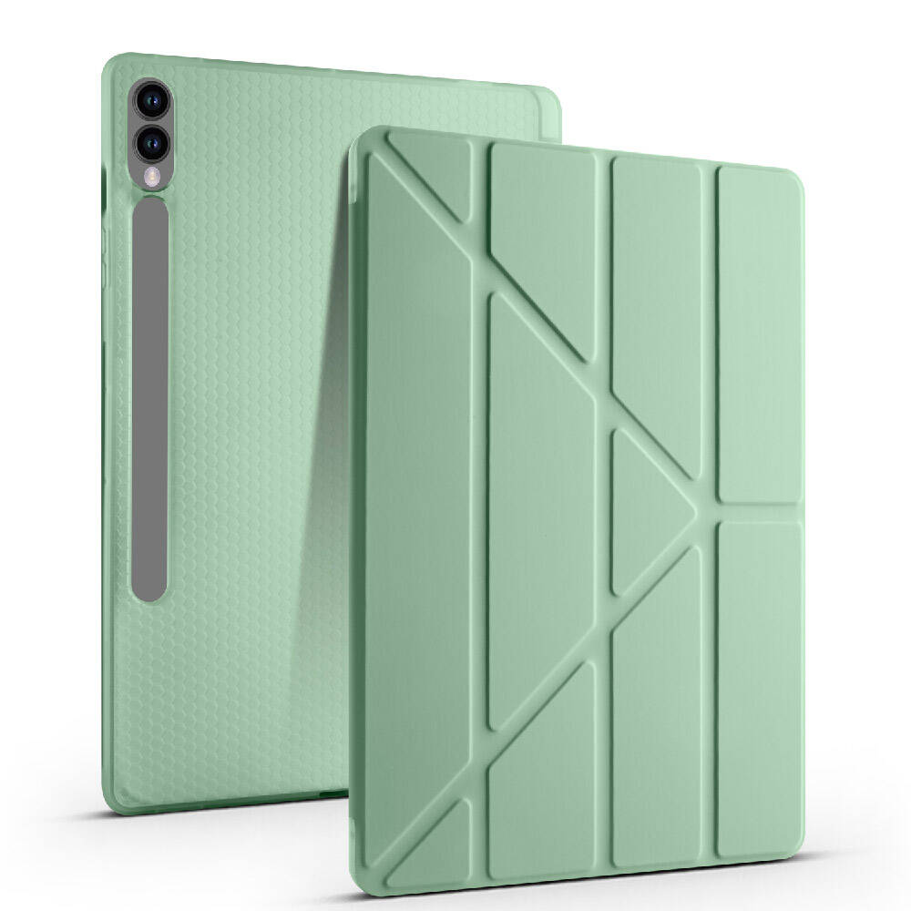 Galaxy Tab S9 Plus Kılıf Zore Tri Folding Kalem Bölmeli Standlı Kılıf Lila