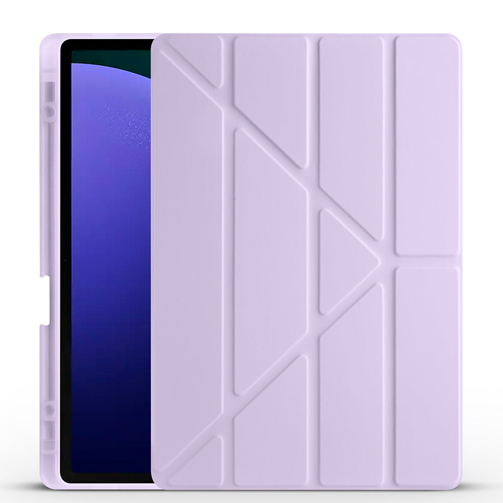 Galaxy Tab S9 Plus Kılıf Zore Tri Folding Kalem Bölmeli Standlı Kılıf Lila