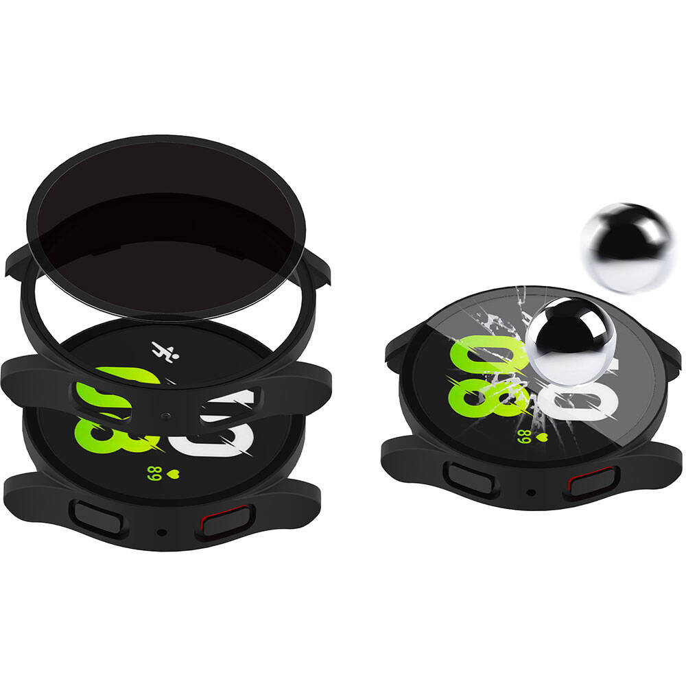 Galaxy Watch 6 44mm Sert PC Kasa ve Privacy Hayalet Ekran Koruyucu Zore Watch Gard 32 Siyah