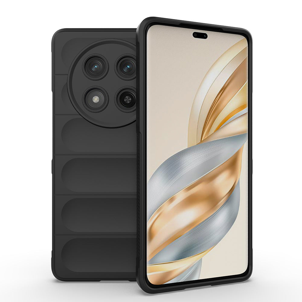 Honor Magic  7 Lite Kılıf Esnek TPU Oyuklu Arka Yüzey Tasarımlı Zore Etnik Silikon Kapak Siyah