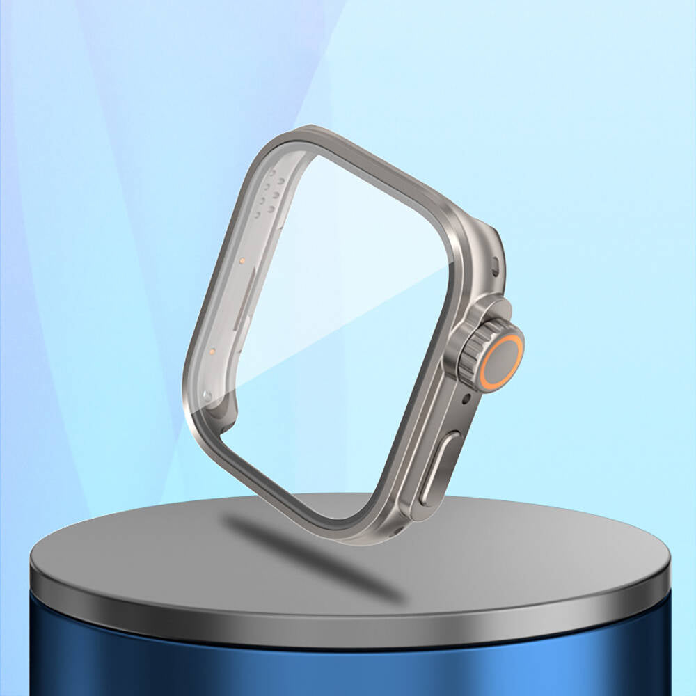 Huawei Watch Fit 3 to Apple Watch Ultra 49mm Kasa Dönüştürücü ve Ekran Koruyucu Zore Watch Gard 33 Gümüş