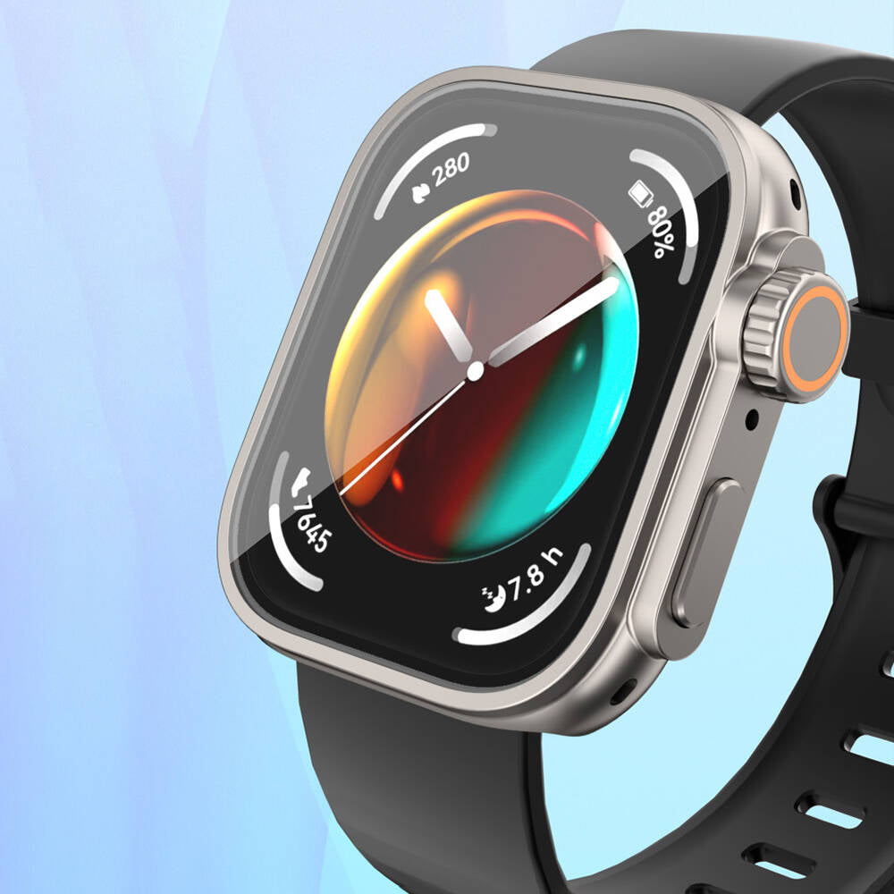 Huawei Watch Fit 3 to Apple Watch Ultra 49mm Kasa Dönüştürücü ve Ekran Koruyucu Zore Watch Gard 33 Gümüş