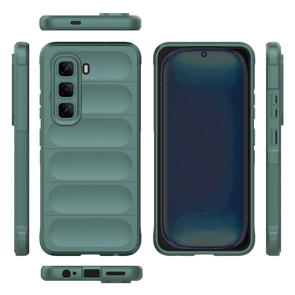 İnfinix Hot 50 Pro 4G Kılıf Esnek TPU Oyuklu Arka Yüzey Tasarımlı Zore Etnik Silikon Kapak Koyu Yeşil