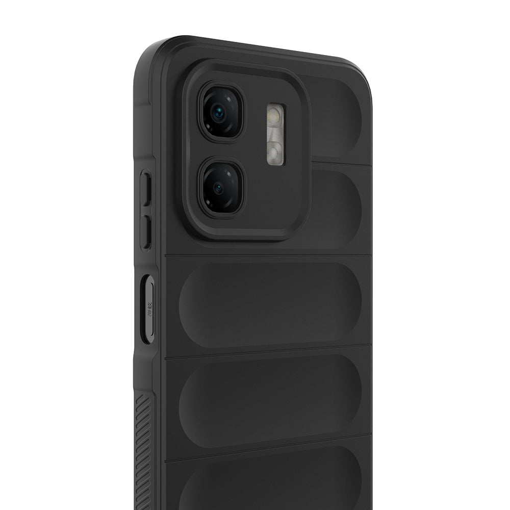 İnfinix Smart 9 Kılıf Esnek TPU Oyuklu Arka Yüzey Tasarımlı Zore Etnik Silikon Kapak Siyah