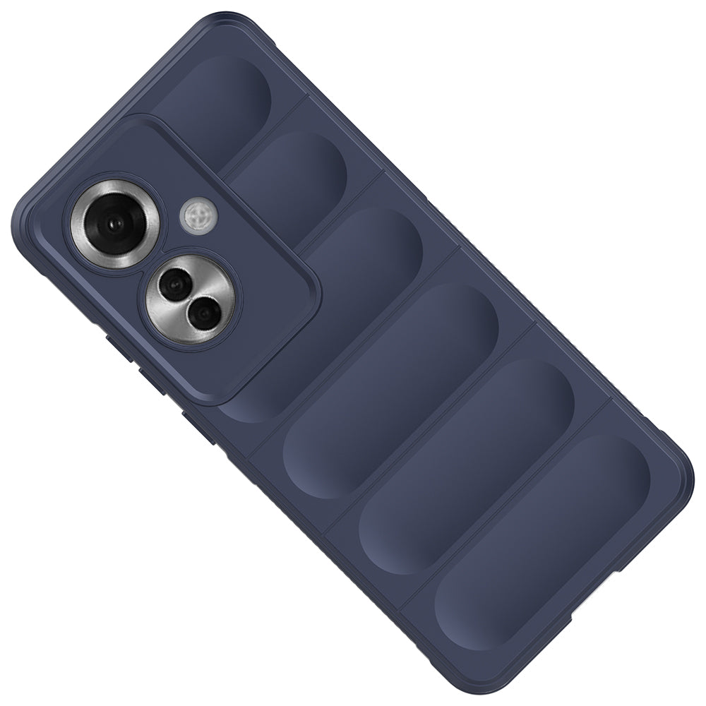 Oppo Reno 11F 5G Kılıf Esnek TPU Oyuklu Arka Yüzey Tasarımlı Zore Etnik Silikon Kapak Lacivert