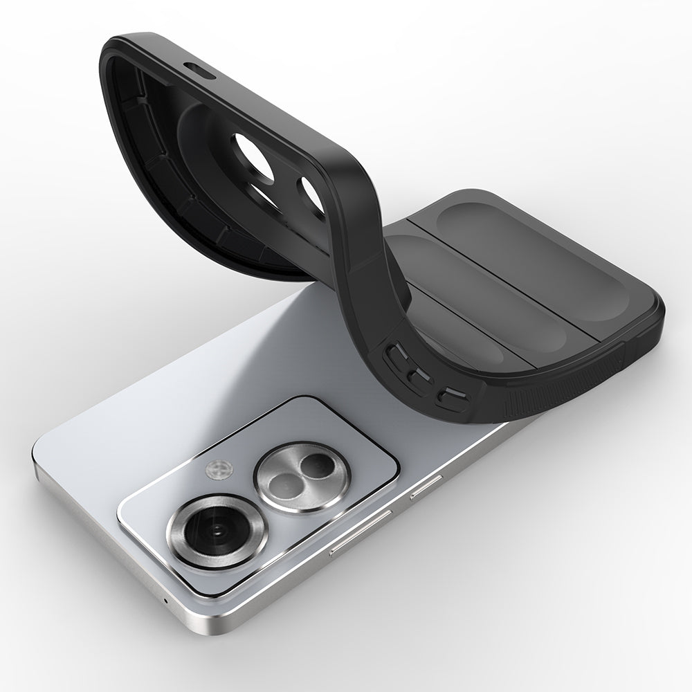 Oppo Reno 11F 5G Kılıf Esnek TPU Oyuklu Arka Yüzey Tasarımlı Zore Etnik Silikon Kapak Lacivert