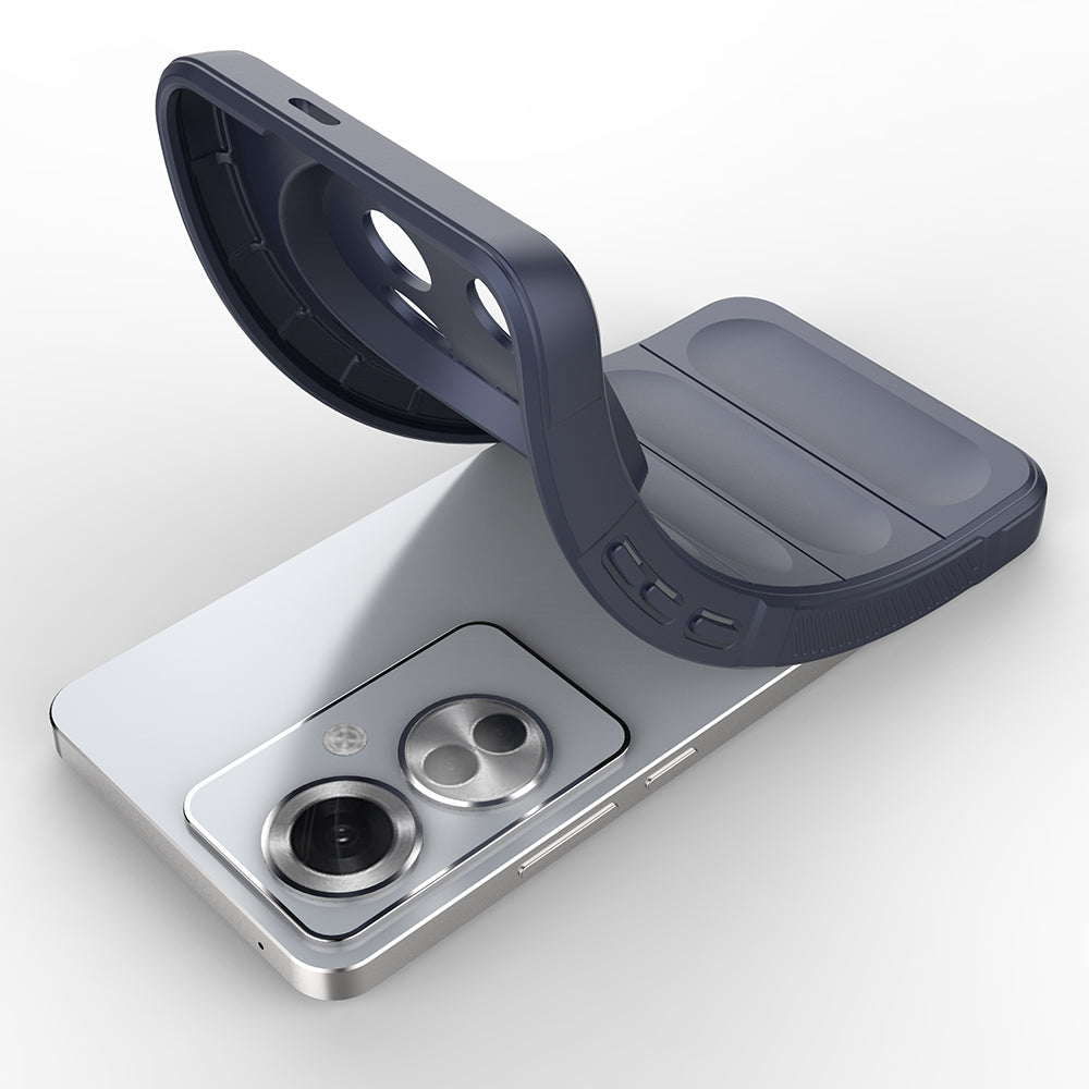 Oppo Reno 11F 5G Kılıf Esnek TPU Oyuklu Arka Yüzey Tasarımlı Zore Etnik Silikon Kapak Lacivert