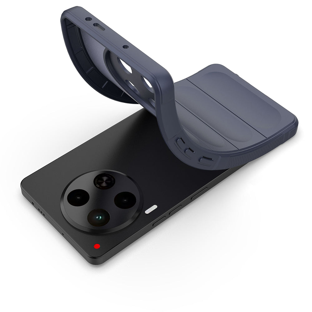 Tecno Camon 30 4G Kılıf Esnek TPU Oyuklu Arka Yüzey Tasarımlı Zore Etnik Silikon Kapak Lacivert