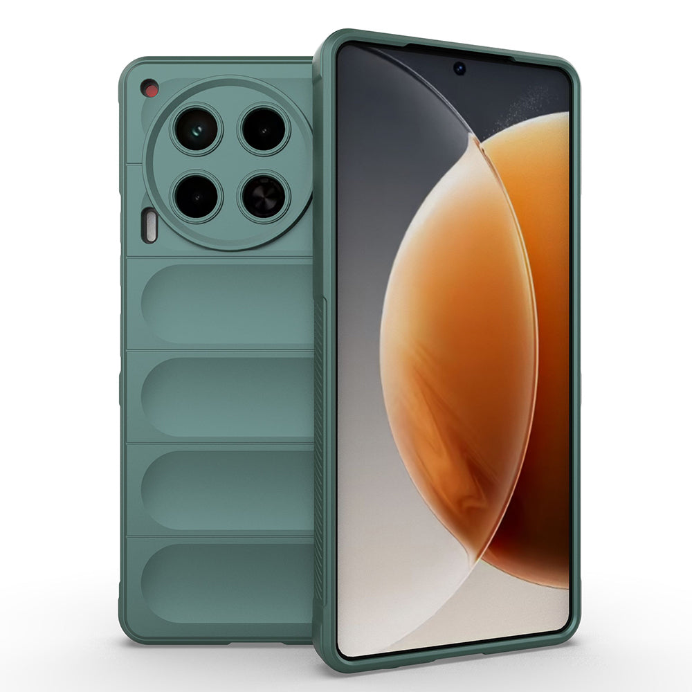 Tecno Camon 30 4G Kılıf Esnek TPU Oyuklu Arka Yüzey Tasarımlı Zore Etnik Silikon Kapak Koyu Yeşil