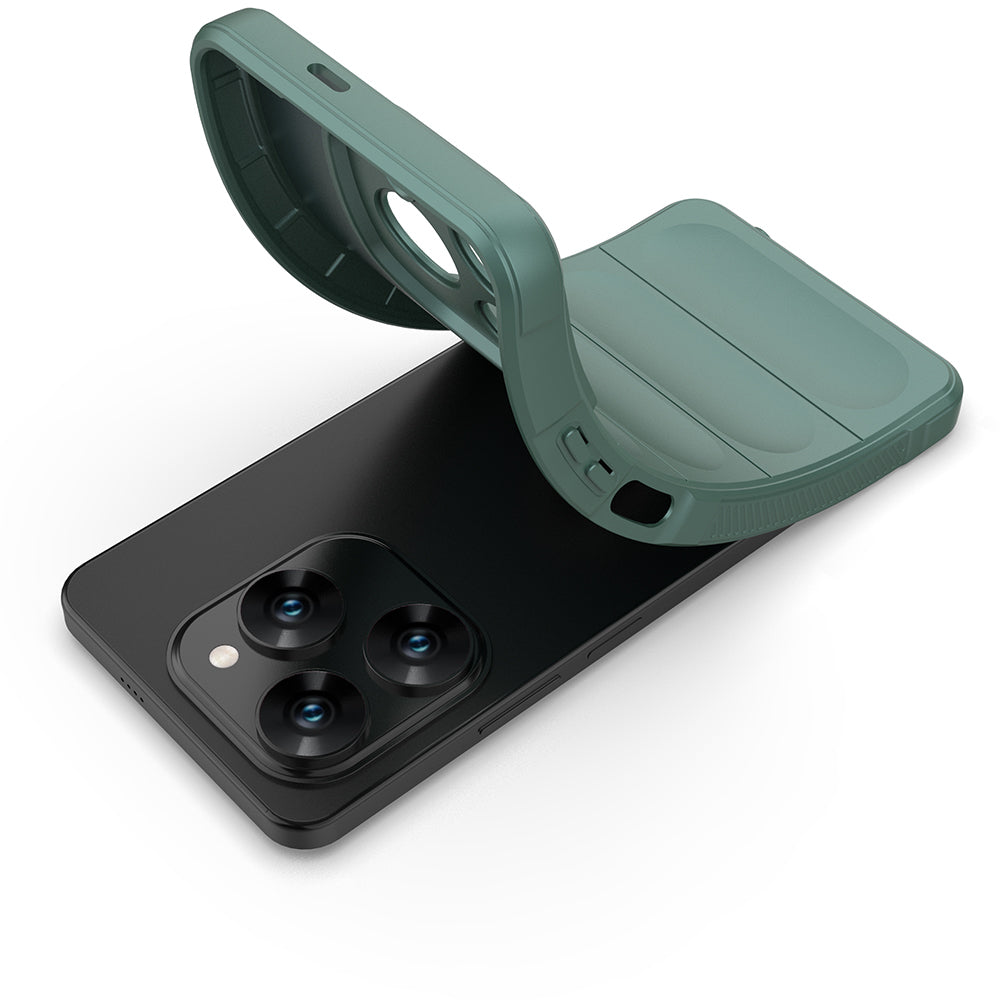 Tecno Spark 20 Pro 4G Kılıf Esnek TPU Oyuklu Arka Yüzey Tasarımlı Zore Etnik Silikon Kapak Lacivert