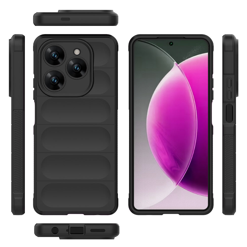 Tecno Spark 20 Pro 4G Kılıf Esnek TPU Oyuklu Arka Yüzey Tasarımlı Zore Etnik Silikon Kapak Siyah